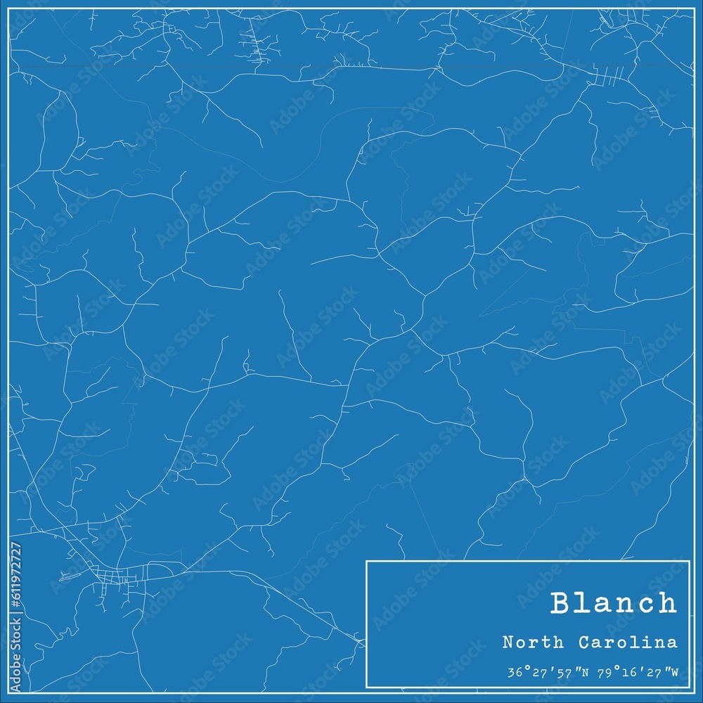 Blueprint US city map of Blanch, North Carolina.