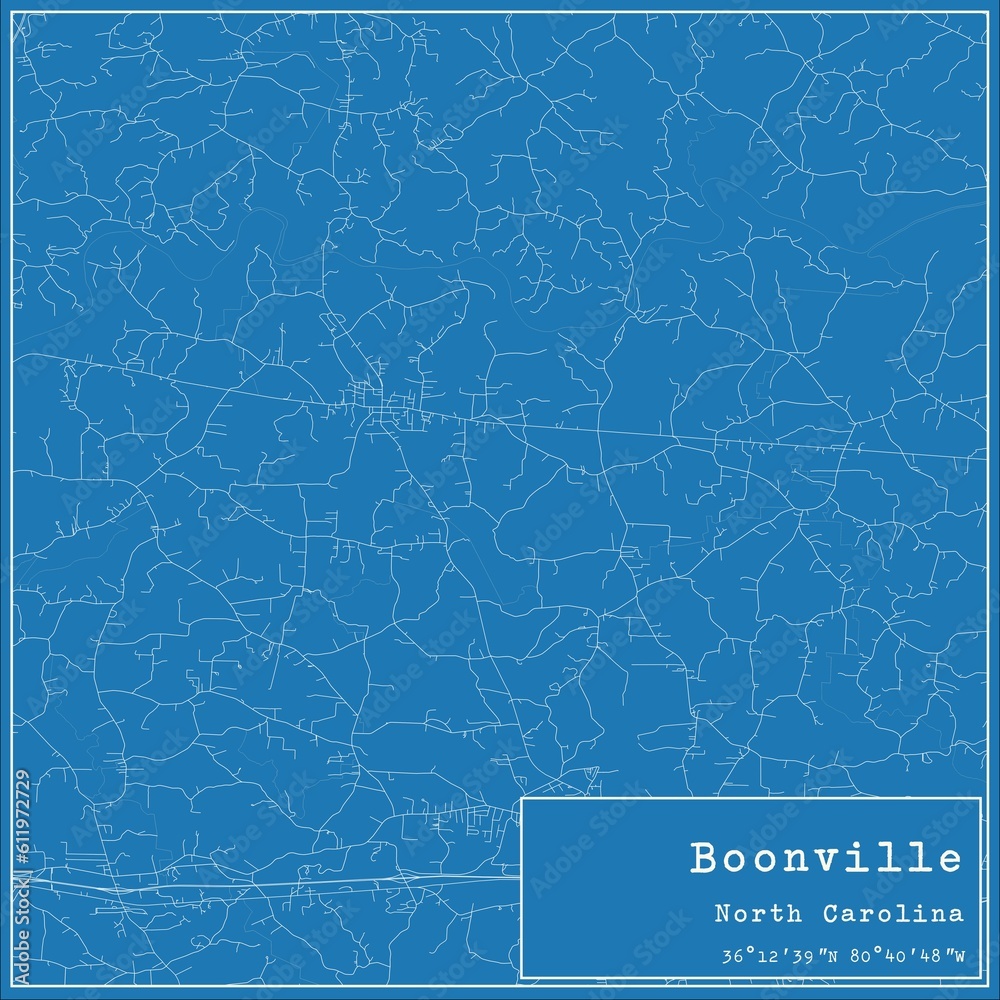 Blueprint US city map of Boonville, North Carolina. Blueprint US city map of Boonville, North Carolina.