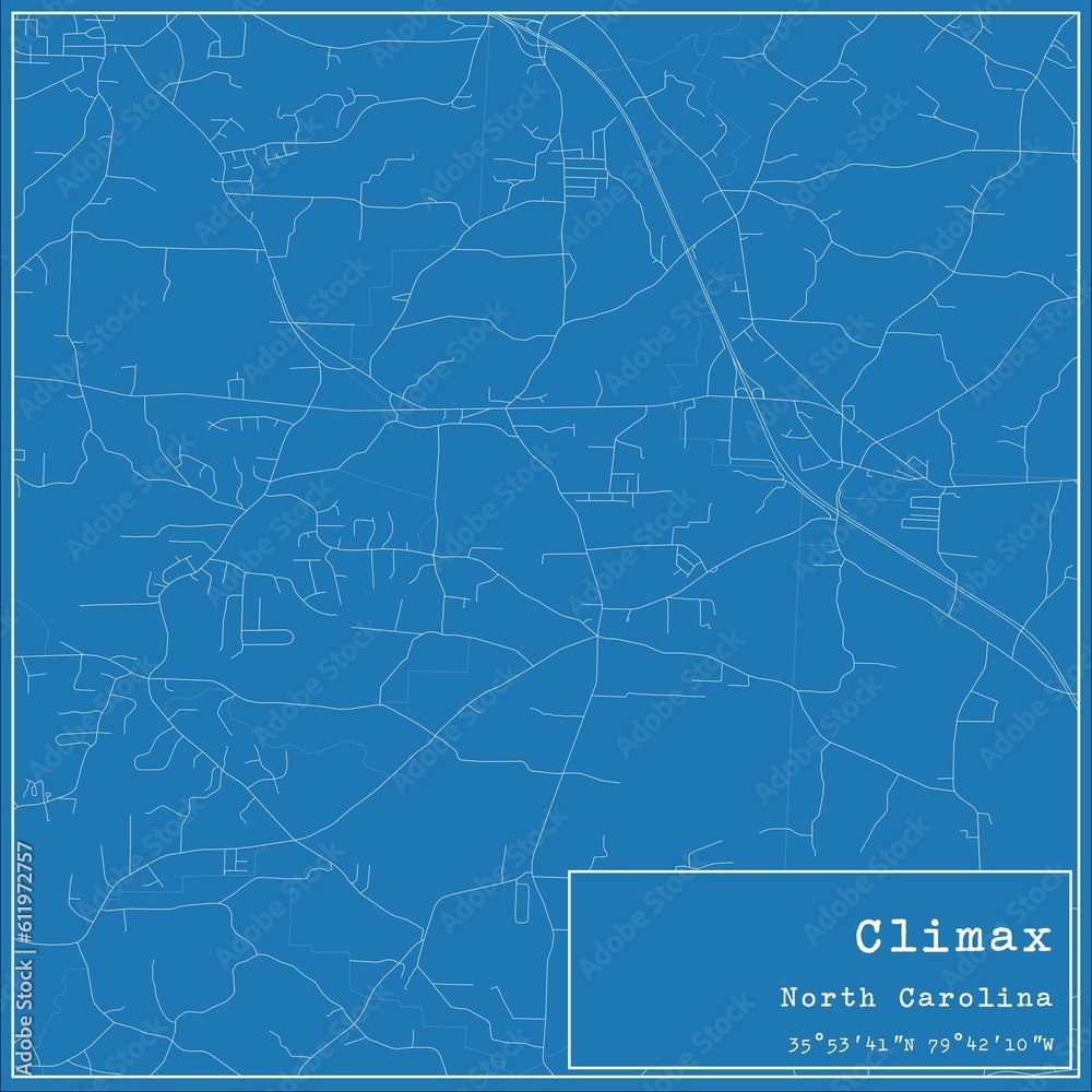 Blueprint US city map of Climax, North Carolina.