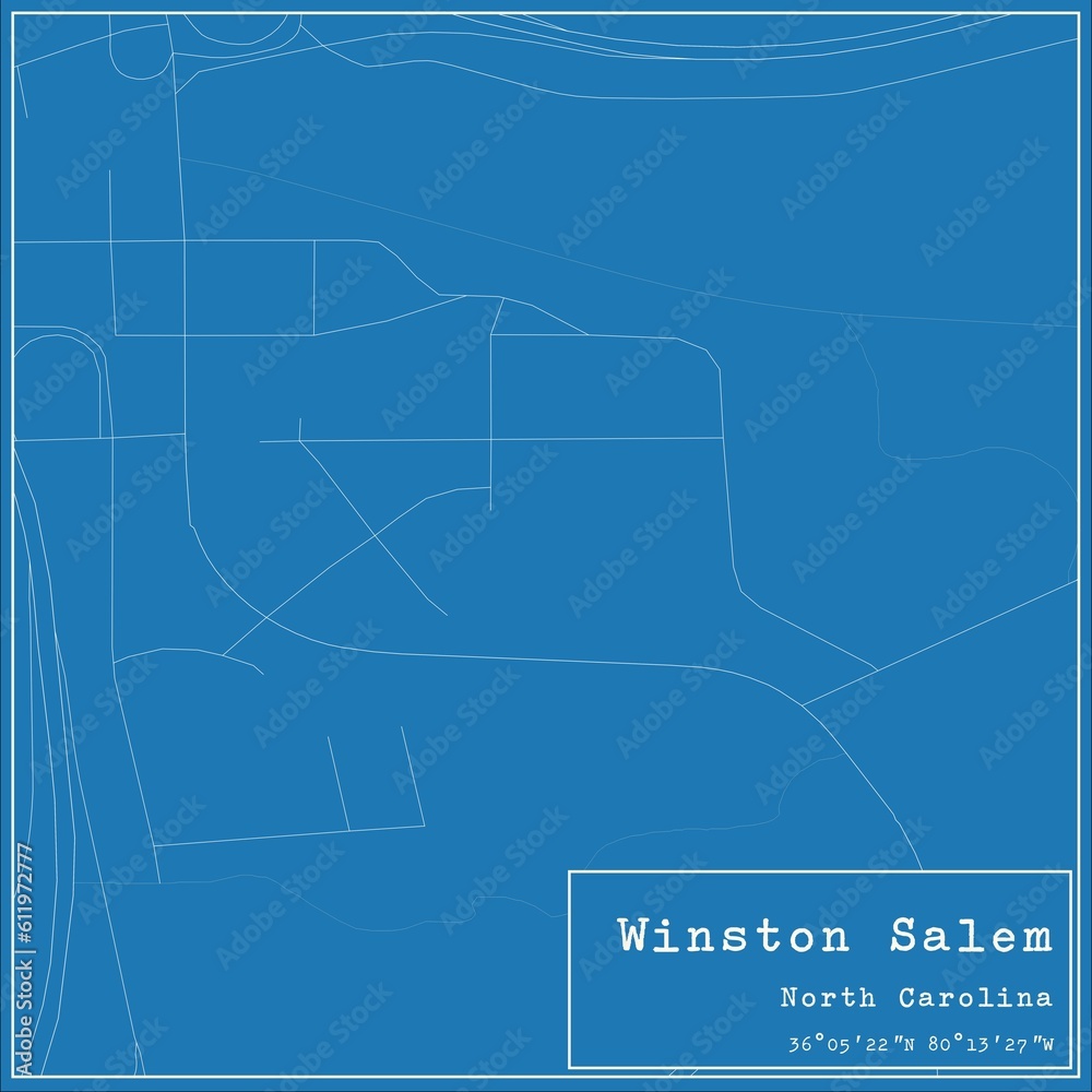 Blueprint US city map of Winston Salem, North Carolina. Blueprint US city map of Winston Salem, North Carolina.