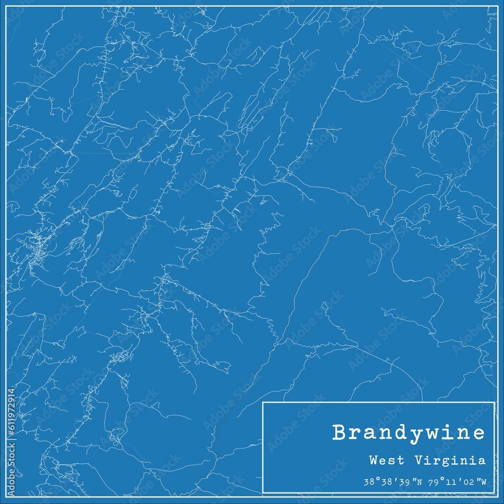 Blueprint US city map of Brandywine, West Virginia.