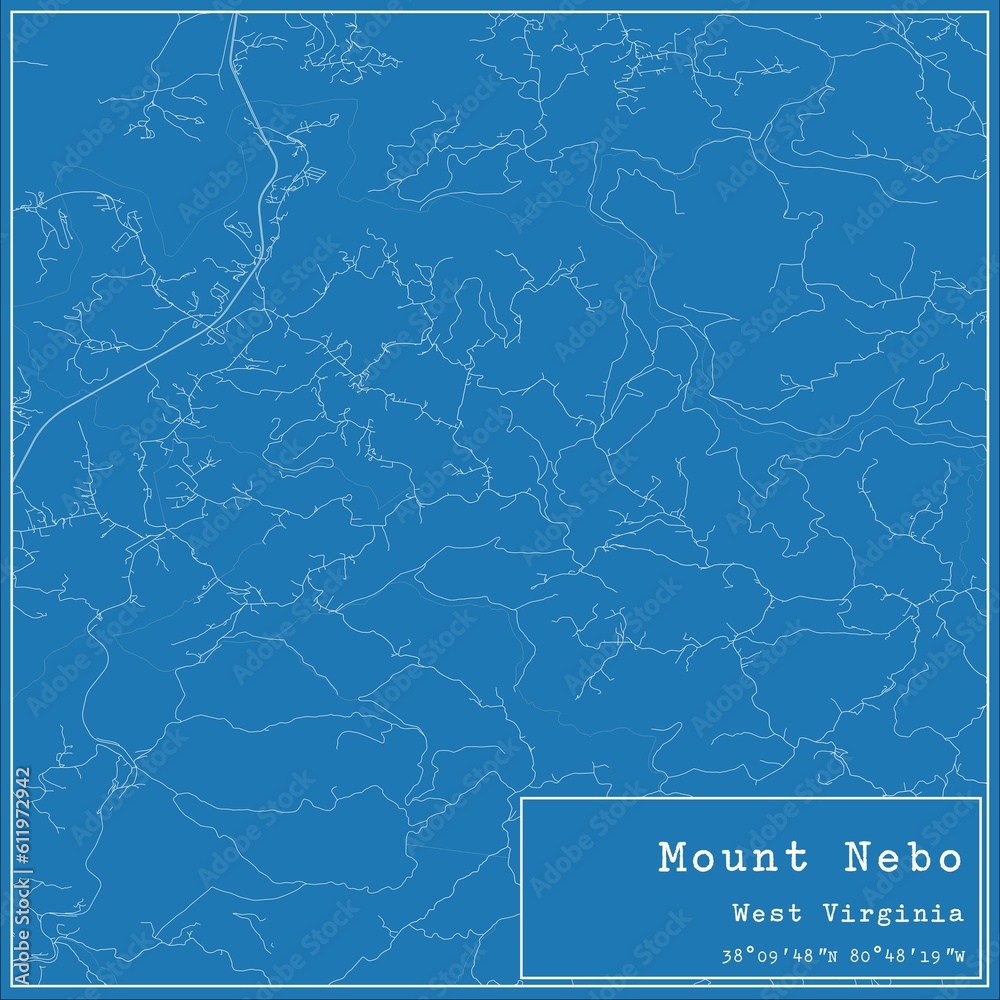 Blueprint US city map of Mount Nebo, West Virginia.