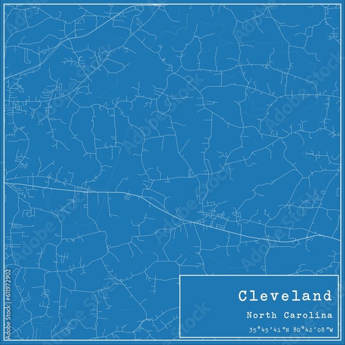 Blueprint US city map of Cleveland, North Carolina. © Rezona