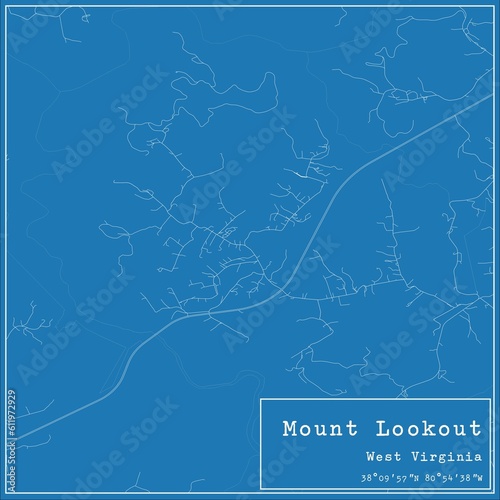 Blueprint US city map of Mount Lookout  West Virginia.