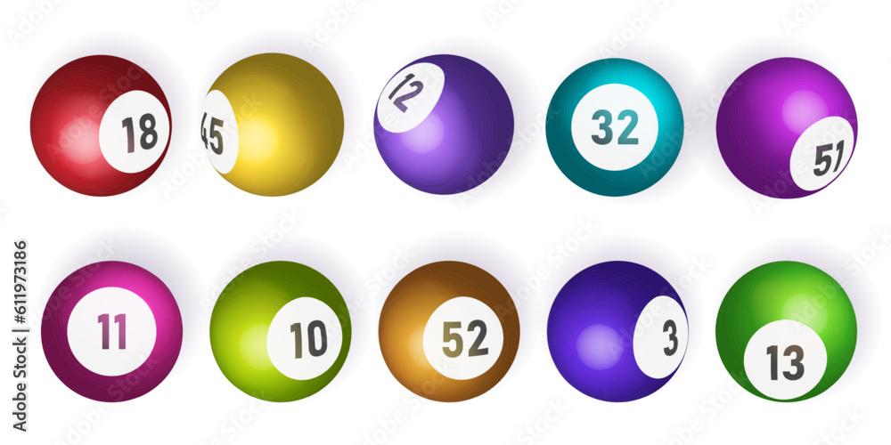 Bingo, lotto and keno lottery balls with numbers. Realistic keno gambling game win. Isolated vector illustration EPS10 Bingo, lotto and keno lottery balls with numbers. Realistic keno gambling game win. Isolated vector illustration EPS10
