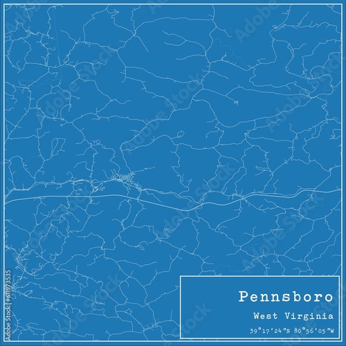 Blueprint US city map of Pennsboro, West Virginia.