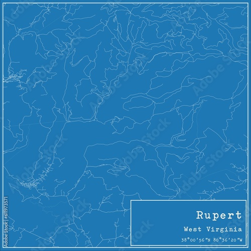 Blueprint US city map of Rupert, West Virginia.