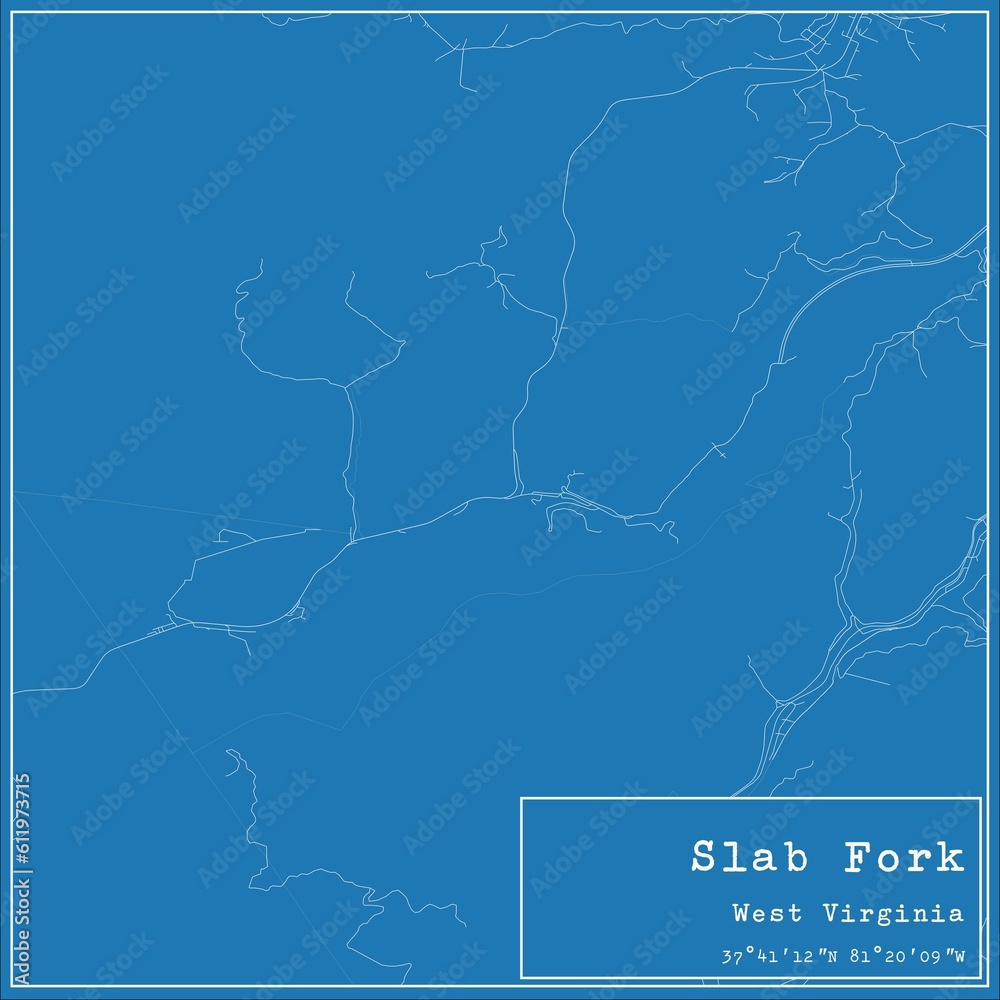 Blueprint US city map of Slab Fork, West Virginia. Blueprint US city map of Slab Fork, West Virginia.