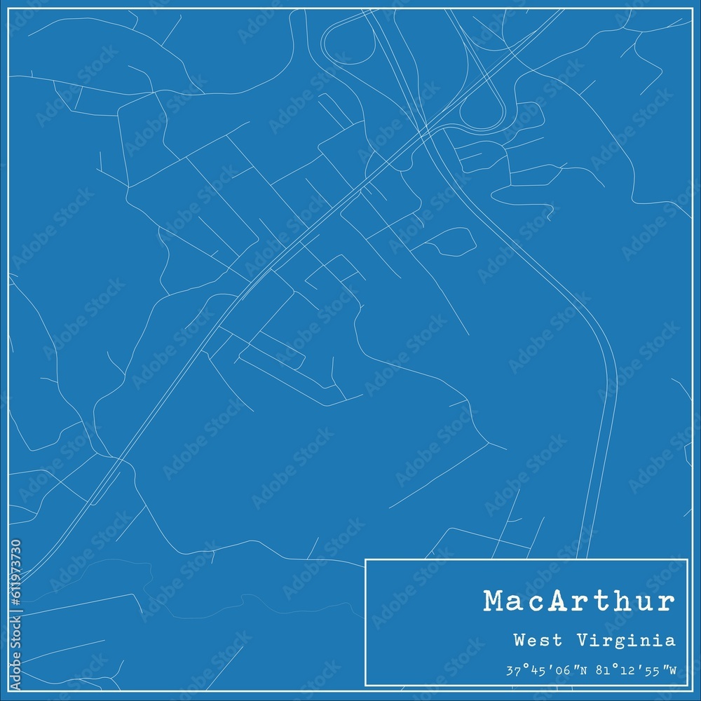Blueprint US city map of MacArthur, West Virginia. Blueprint US city map of MacArthur, West Virginia.