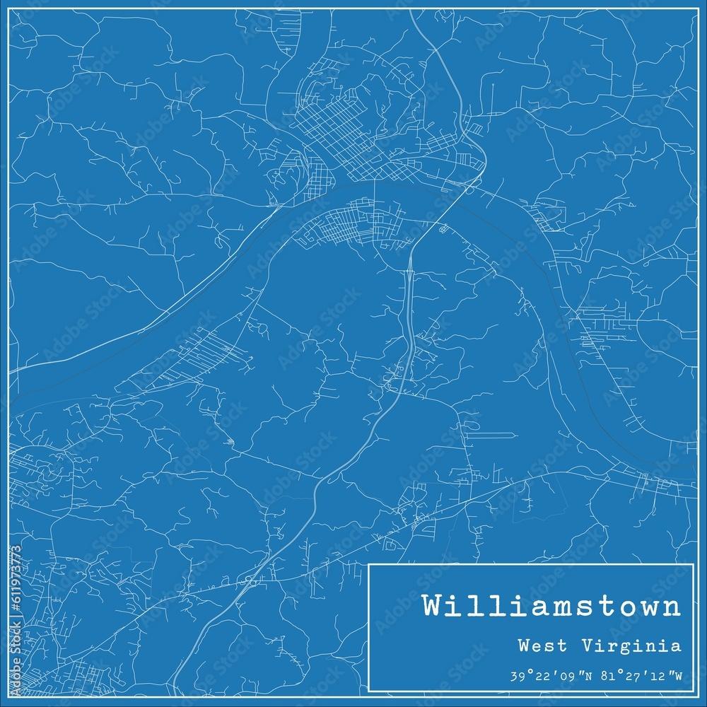 Blueprint US city map of Williamstown, West Virginia. Blueprint US city map of Williamstown, West Virginia.
