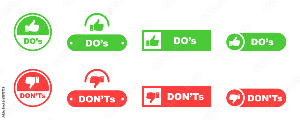 Do and don't. Positive vs negative. True or false. Accept and reject ...