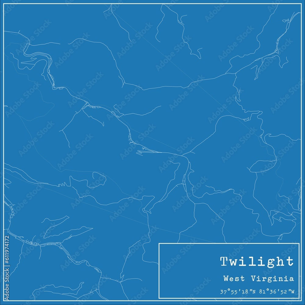 Obraz premium Blueprint US city map of Twilight, West Virginia.