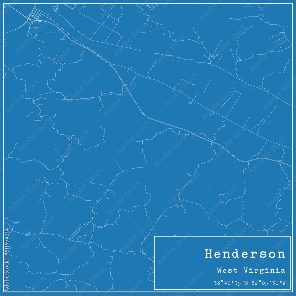 Blueprint US city map of Henderson, West Virginia. Blueprint US city map of Henderson, West Virginia.