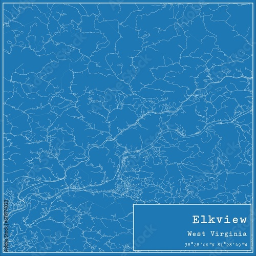 Blueprint US city map of Elkview, West Virginia.