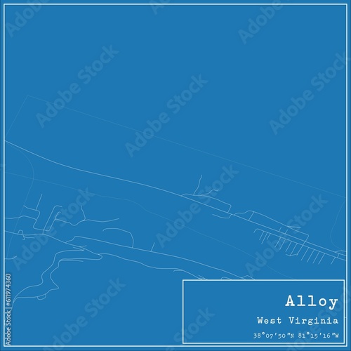 Blueprint US city map of Alloy, West Virginia.