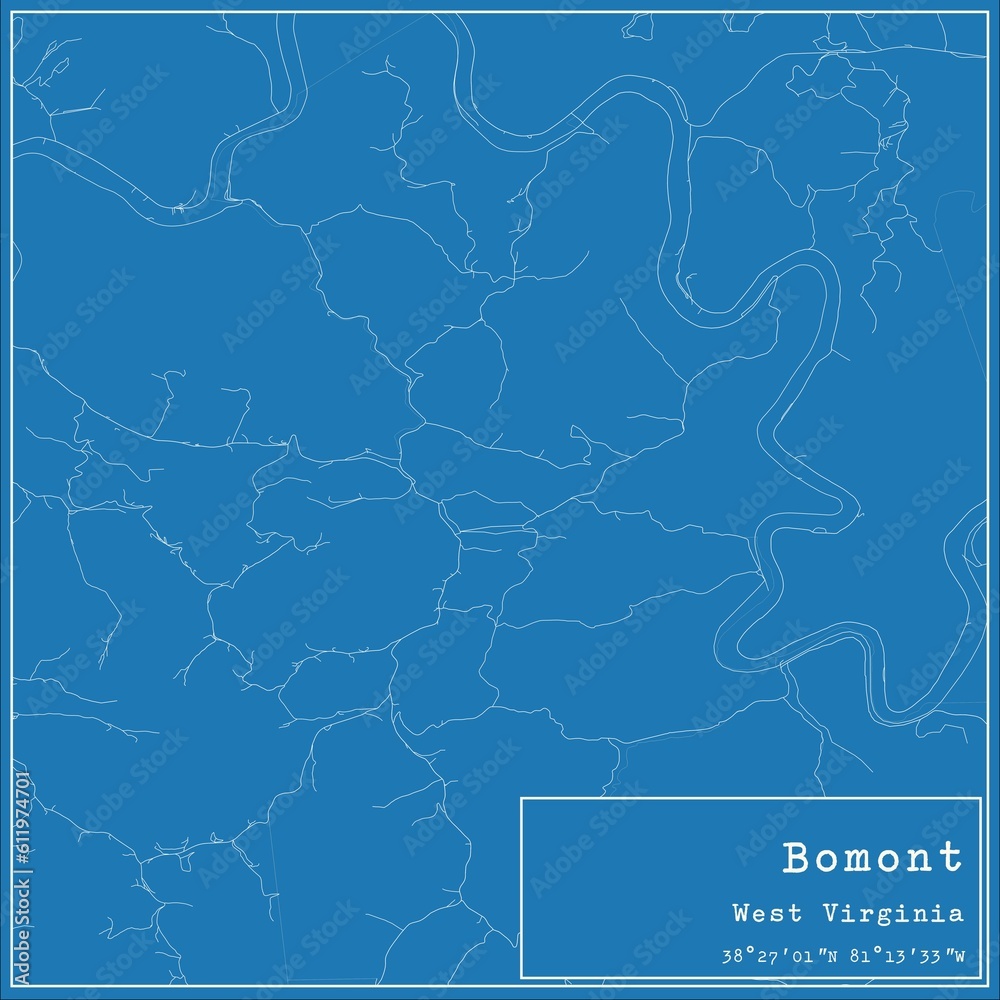 Blueprint US city map of Bomont, West Virginia. Blueprint US city map of Bomont, West Virginia.