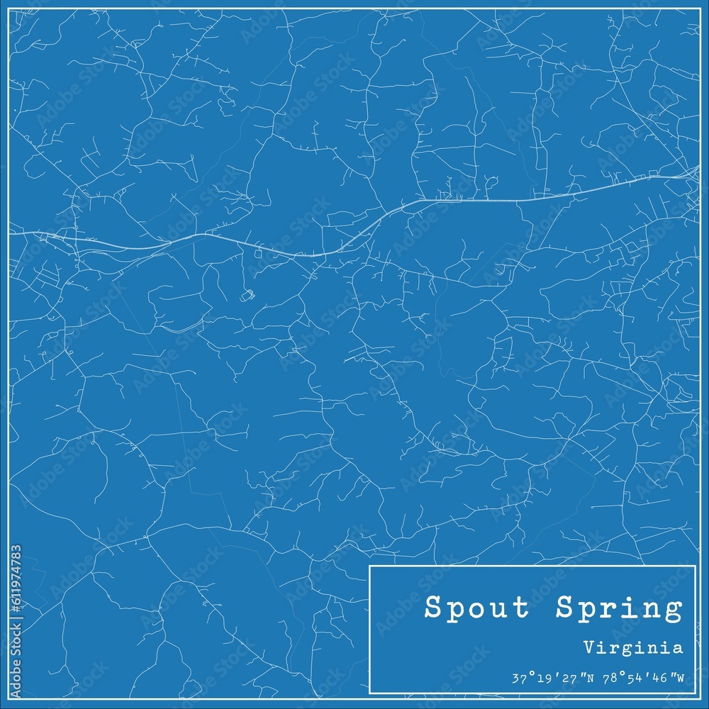 Blueprint US city map of Spout Spring, Virginia.