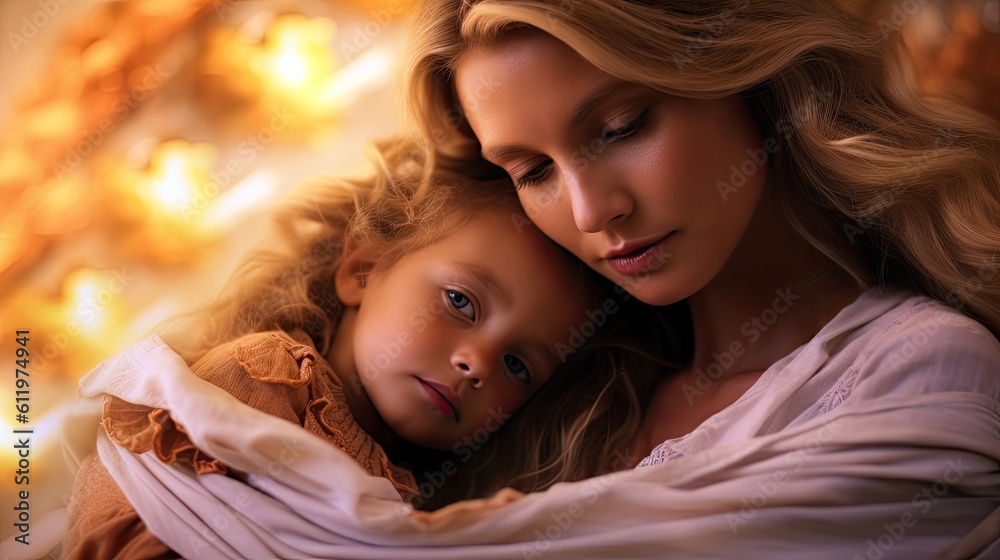Parent and child sharing a loving gaze, capturing the unconditional love and belonging. Generative ai. Parent and child sharing a loving gaze, capturing the unconditional love and belonging. Generative ai.