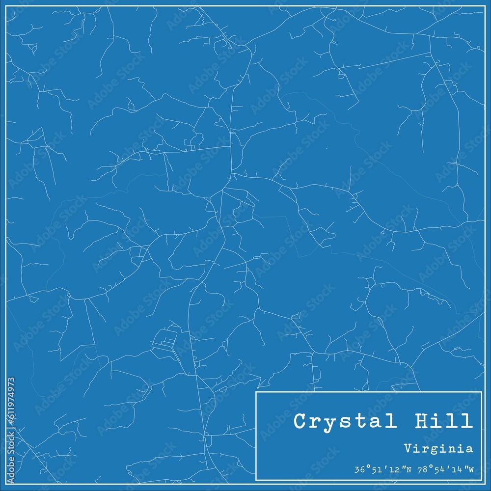 Blueprint US city map of Crystal Hill, Virginia.