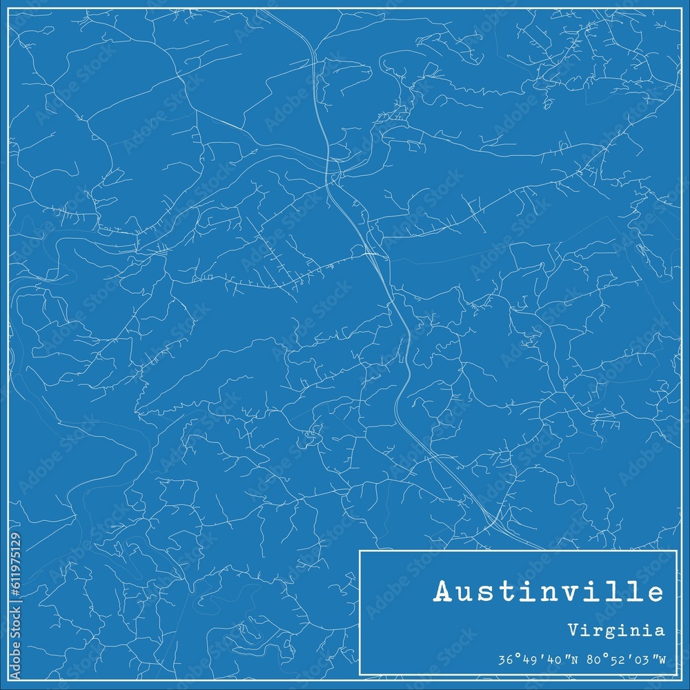 Blueprint US city map of Austinville, Virginia.