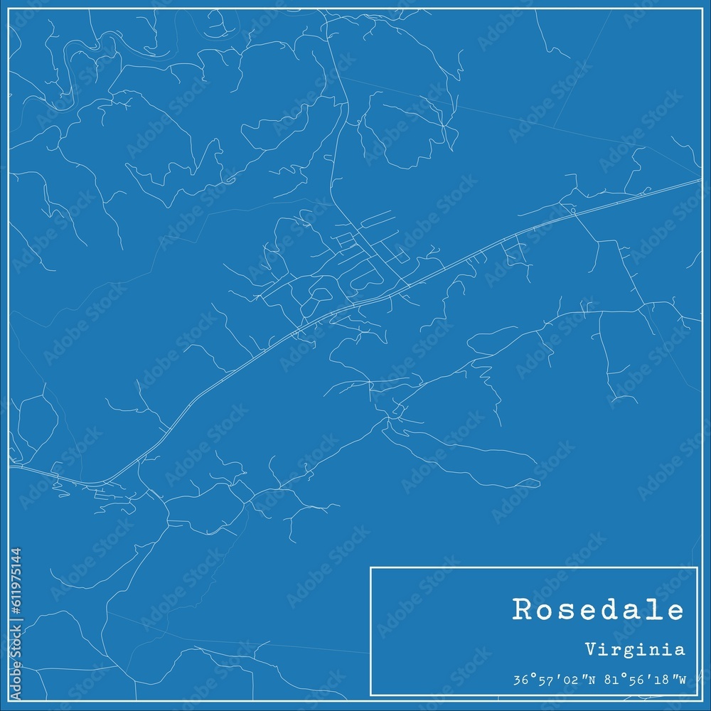 Blueprint US city map of Rosedale, Virginia.