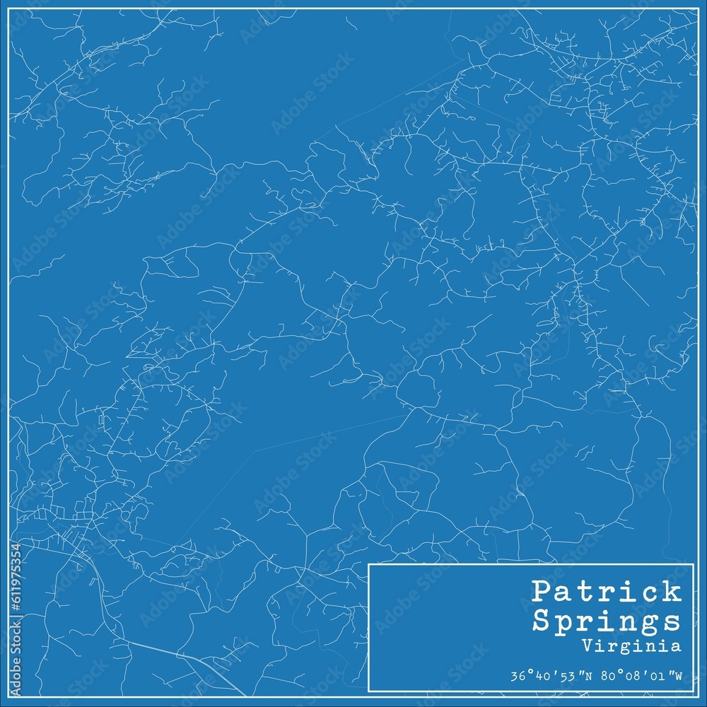 Blueprint US city map of Patrick Springs, Virginia.