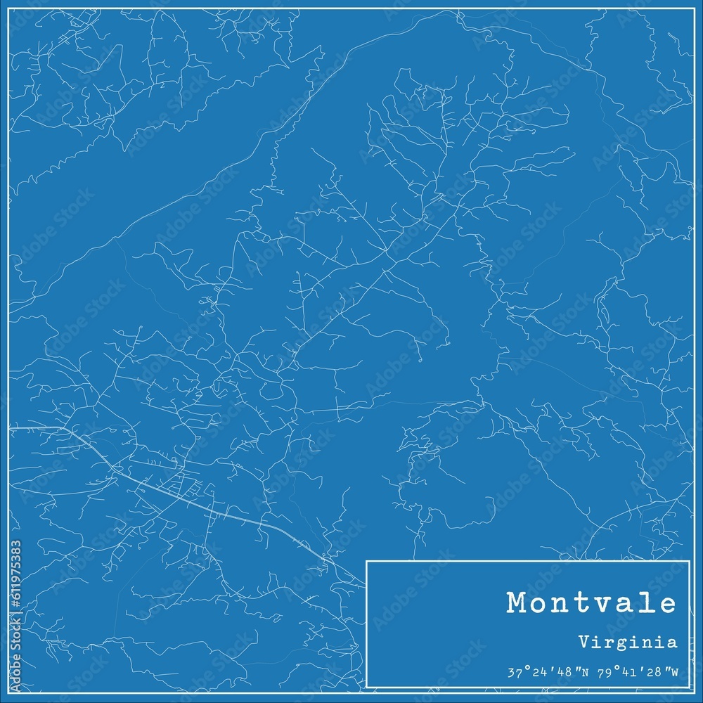Blueprint US city map of Montvale, Virginia.