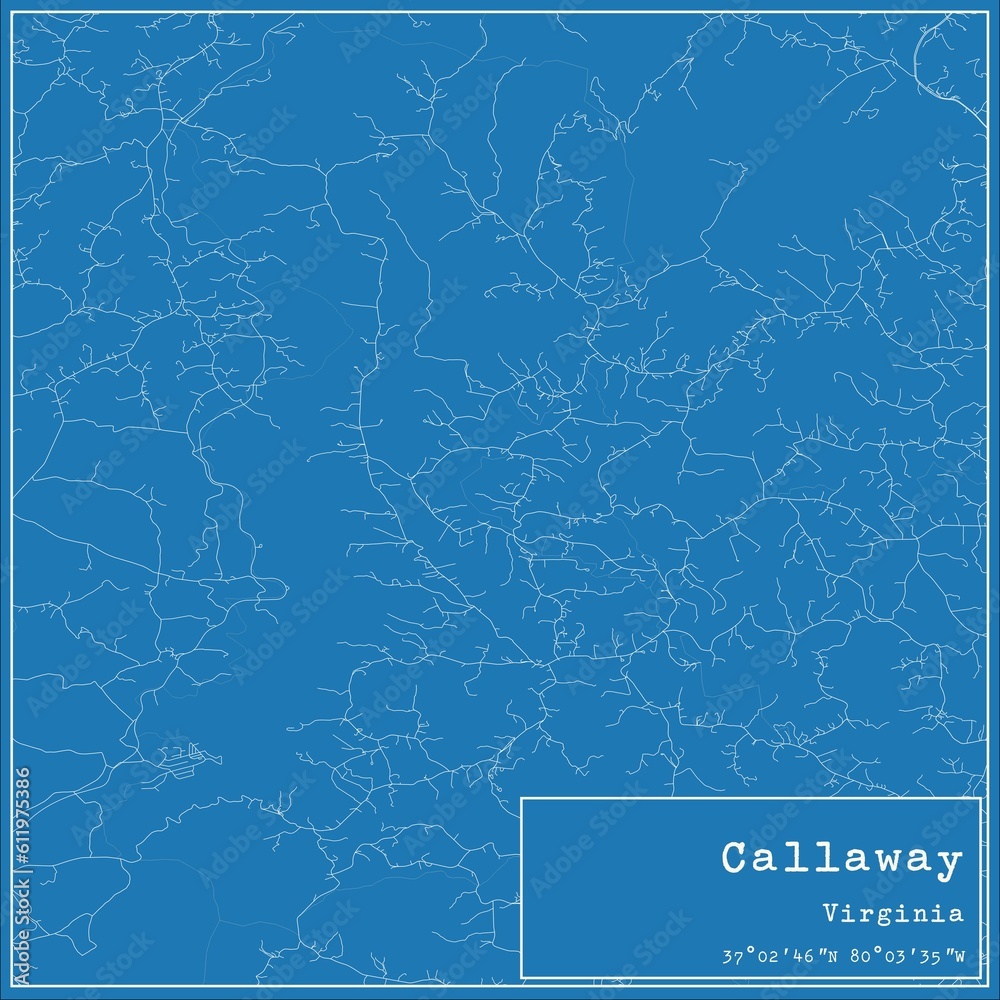 Blueprint US city map of Callaway, Virginia.