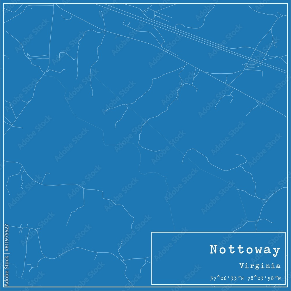 Obraz premium Blueprint US city map of Nottoway, Virginia.