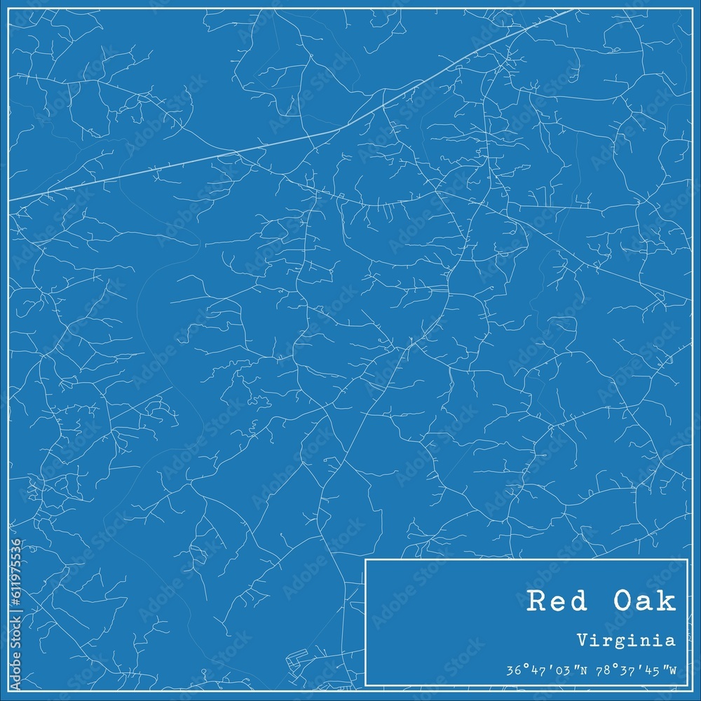 Blueprint US city map of Red Oak, Virginia. Blueprint US city map of Red Oak, Virginia.