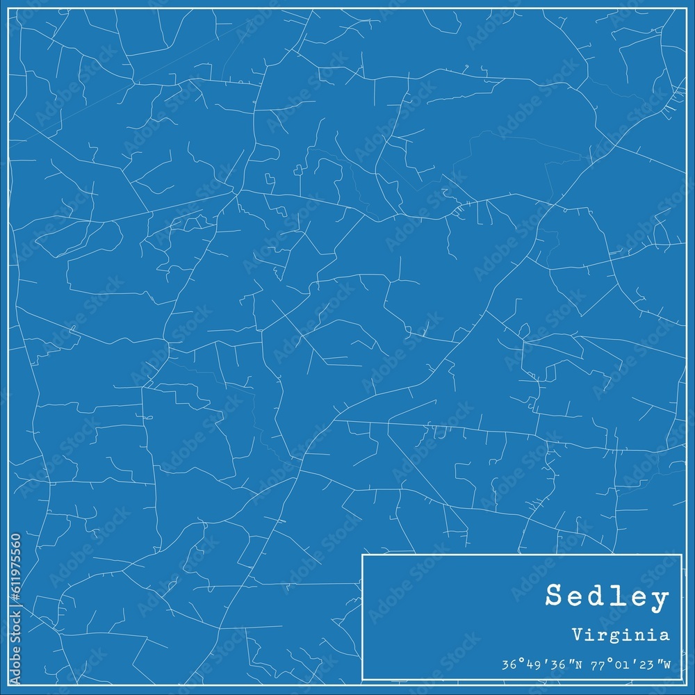 Blueprint US city map of Sedley, Virginia.