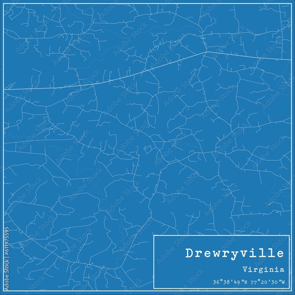 Fototapeta mapa świata dla dzieci Blueprint US city map of Drewryville