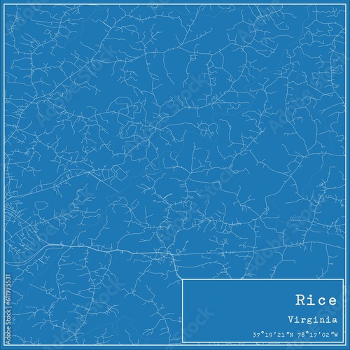 Blueprint US city map of Rice, Virginia.