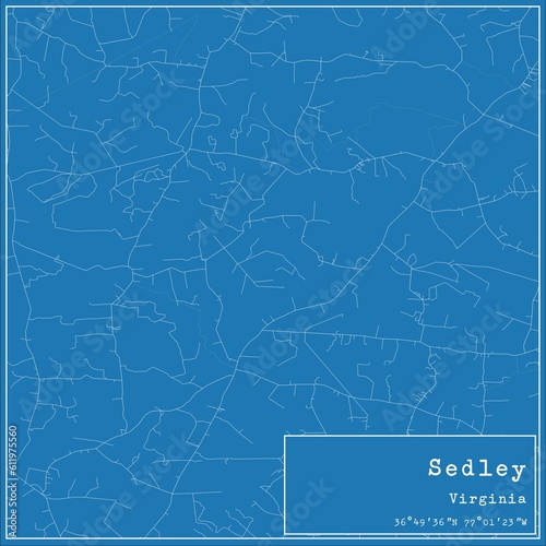 Blueprint US city map of Sedley, Virginia.