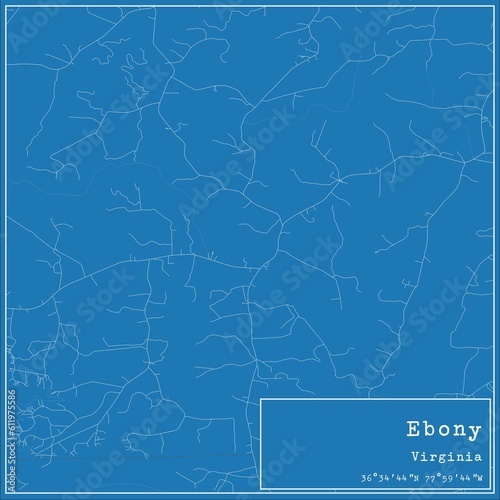 Blueprint US city map of Ebony, Virginia.