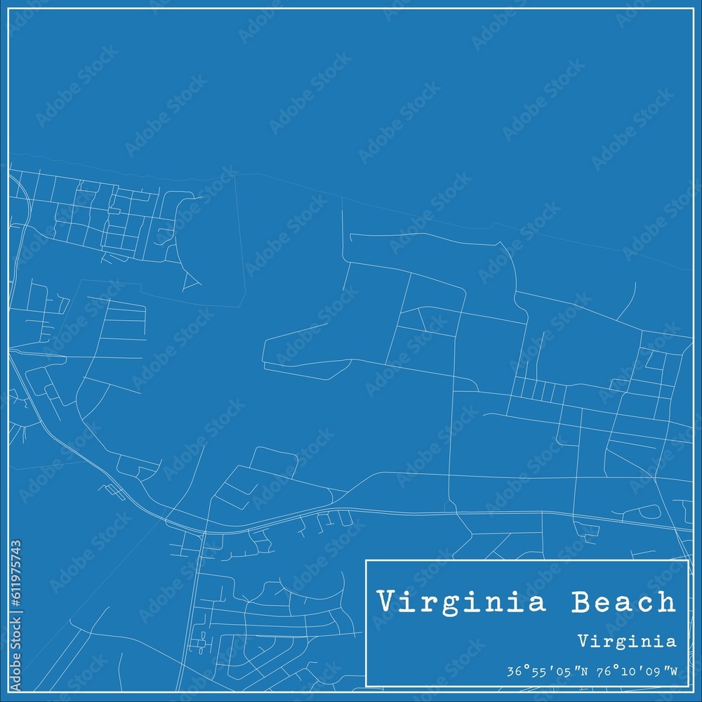 Fototapeta premium Blueprint US city map of Virginia Beach, Virginia.