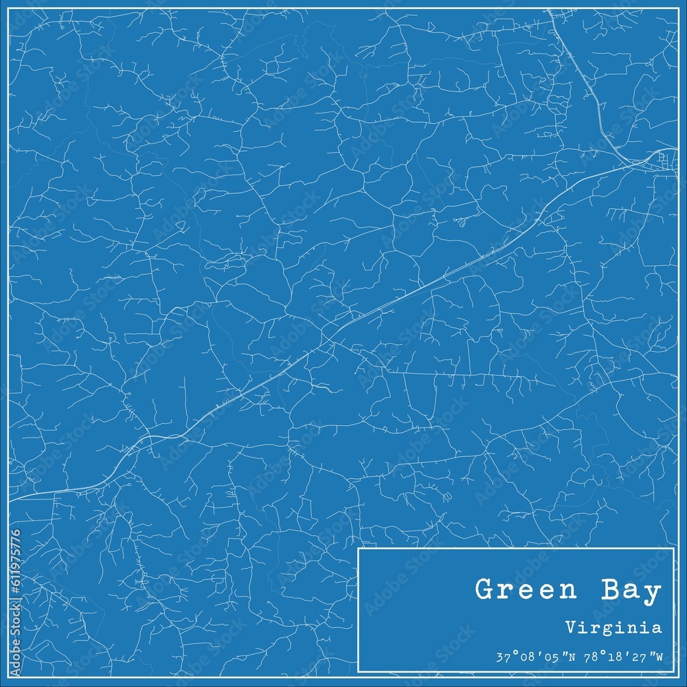 Blueprint US city map of Green Bay, Virginia.