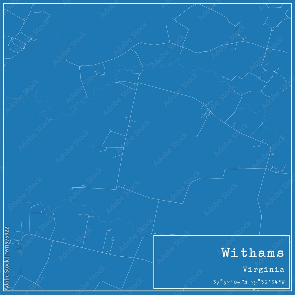 Blueprint US city map of Withams, Virginia.
