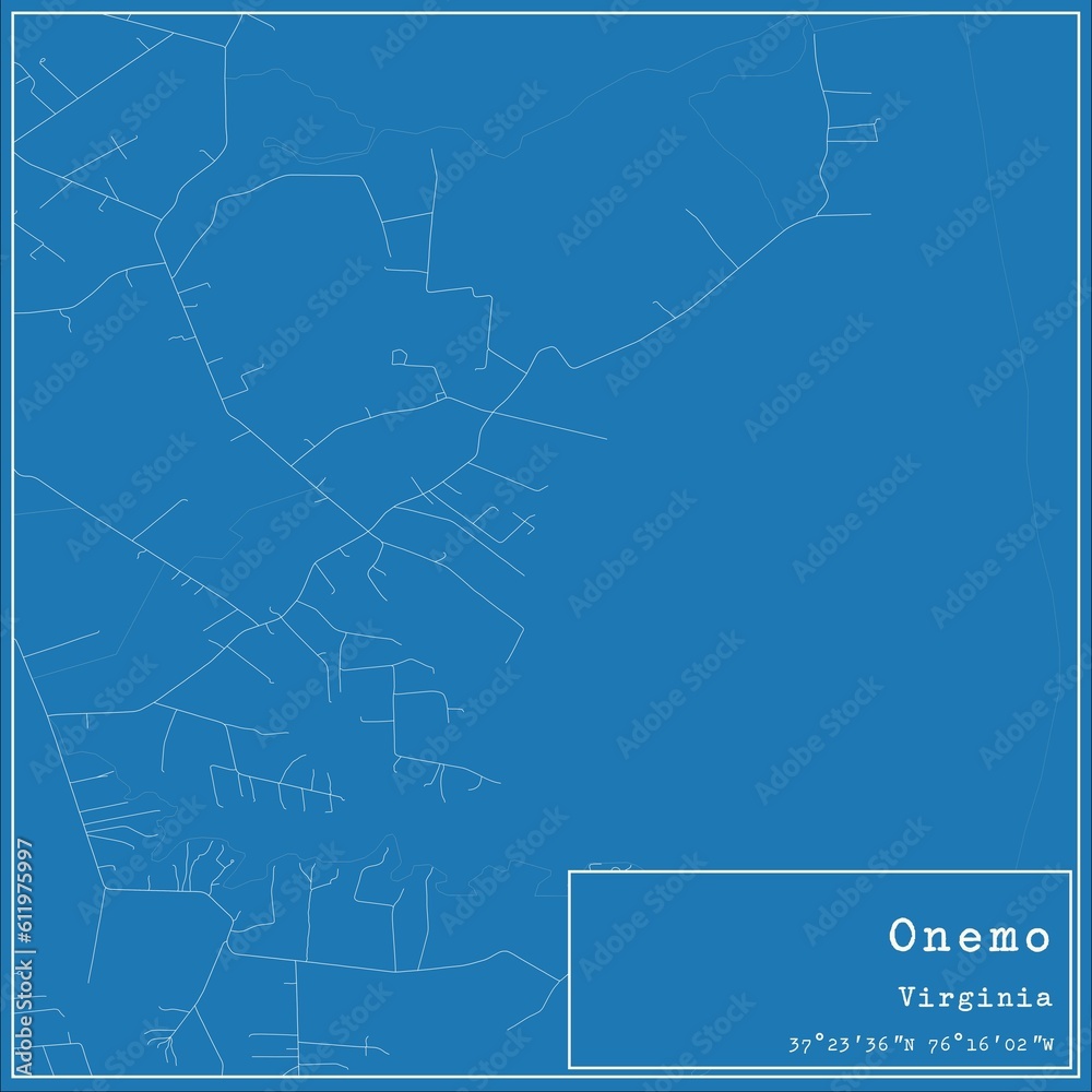 Blueprint US city map of Onemo, Virginia.