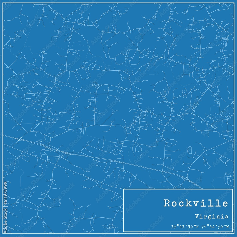 Blueprint US city map of Rockville, Virginia.