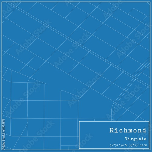 Blueprint US city map of Richmond, Virginia. © Rezona