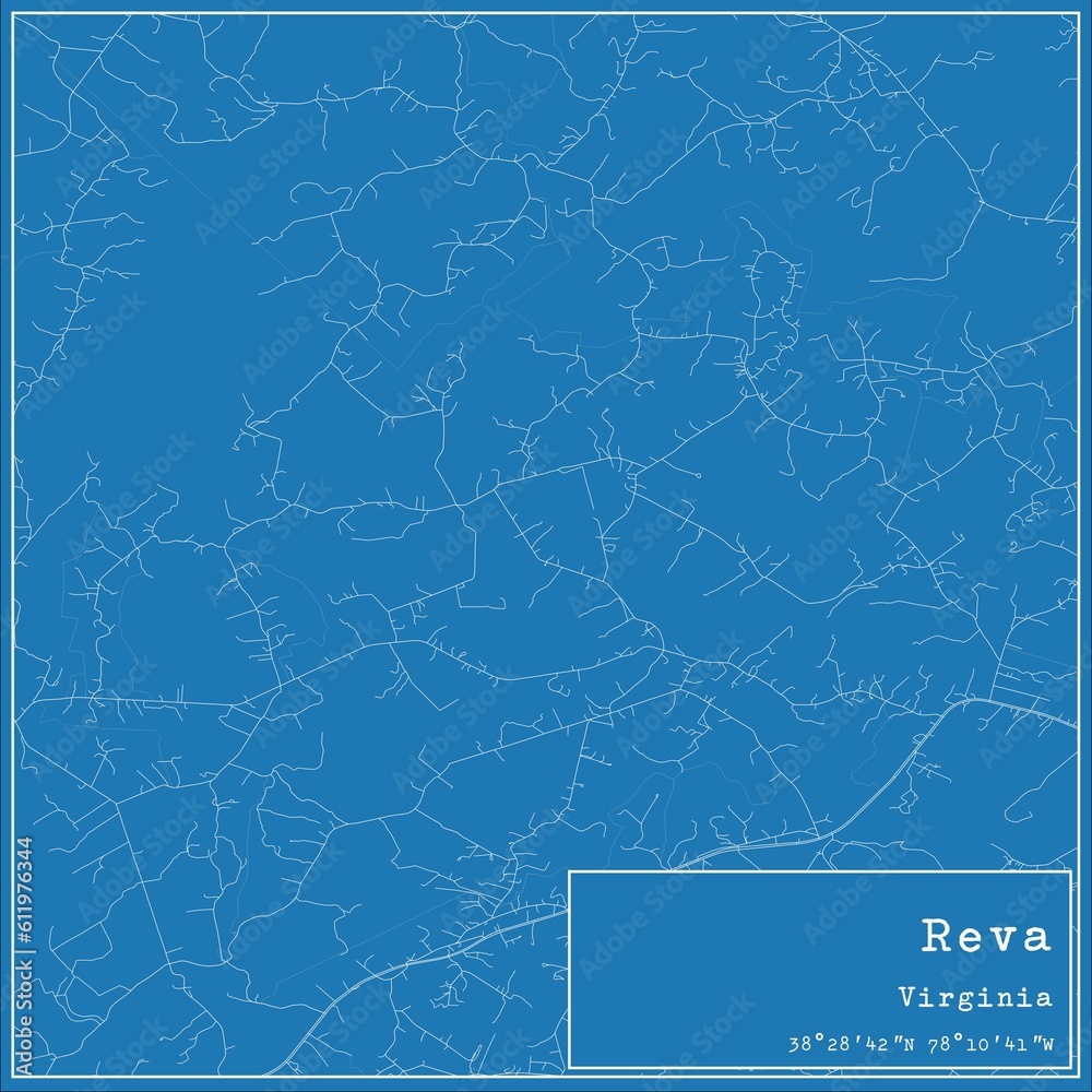 Blueprint US city map of Reva, Virginia. Blueprint US city map of Reva, Virginia.