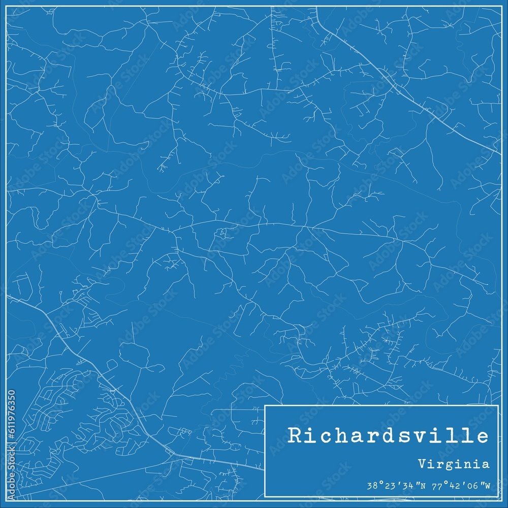 Blueprint US city map of Richardsville, Virginia.