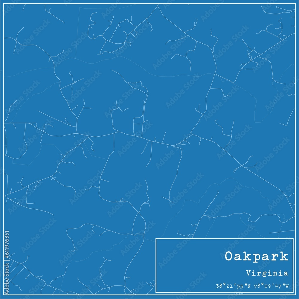 Blueprint US city map of Oakpark, Virginia.