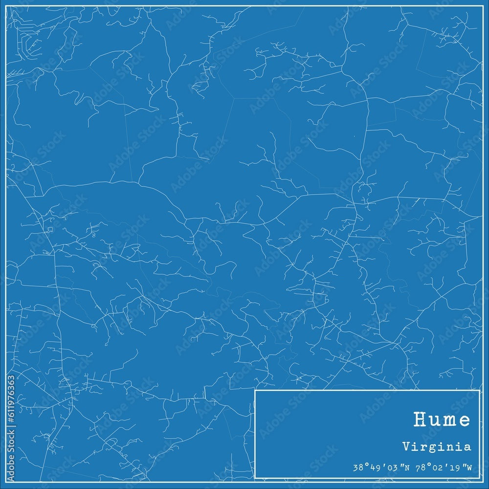 Fototapeta premium Blueprint US city map of Hume, Virginia.