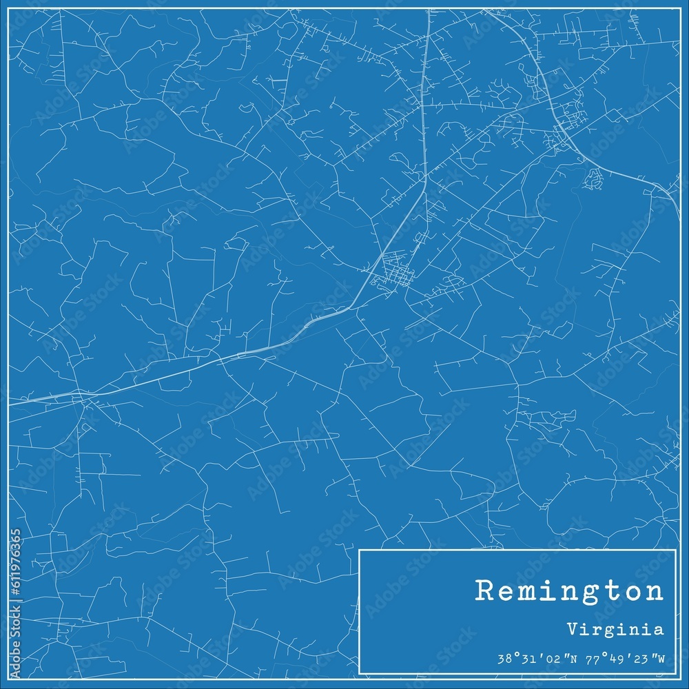 Blueprint US city map of Remington, Virginia.
