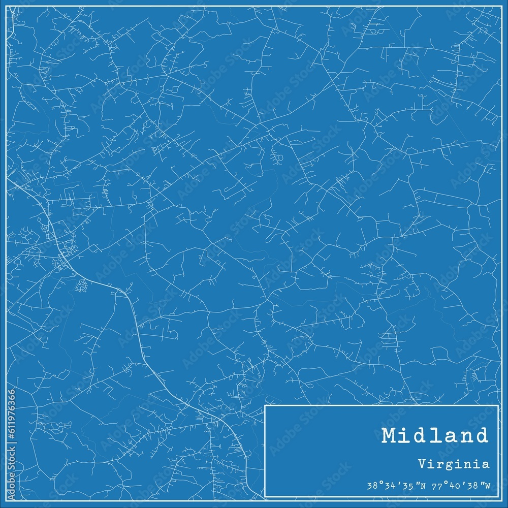 Blueprint US city map of Midland, Virginia.