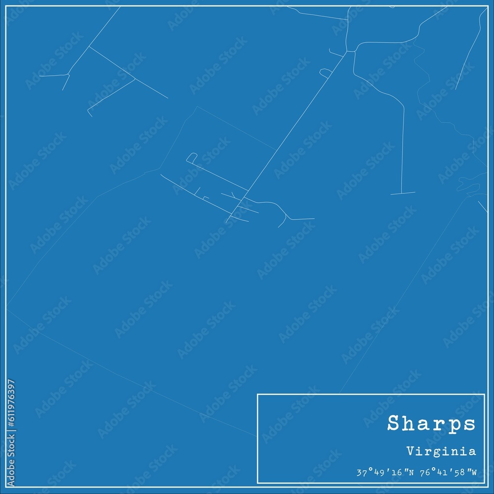 Blueprint US city map of Sharps, Virginia.