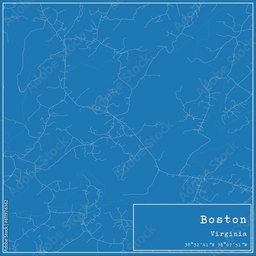 Blueprint US city map of Boston  Virginia.