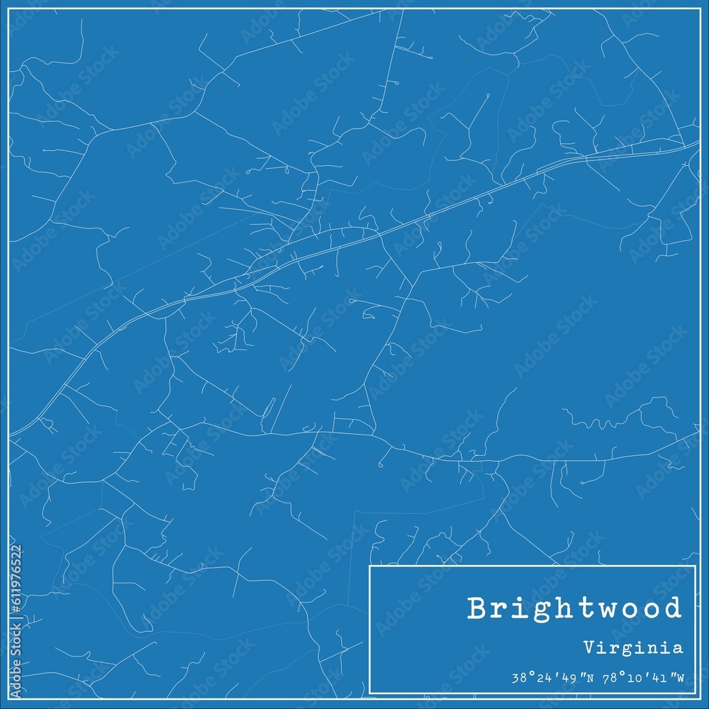 Blueprint US city map of Brightwood, Virginia.